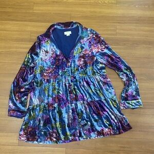 Anthropologie Maeve Multicolor Velvet Top | Size medium